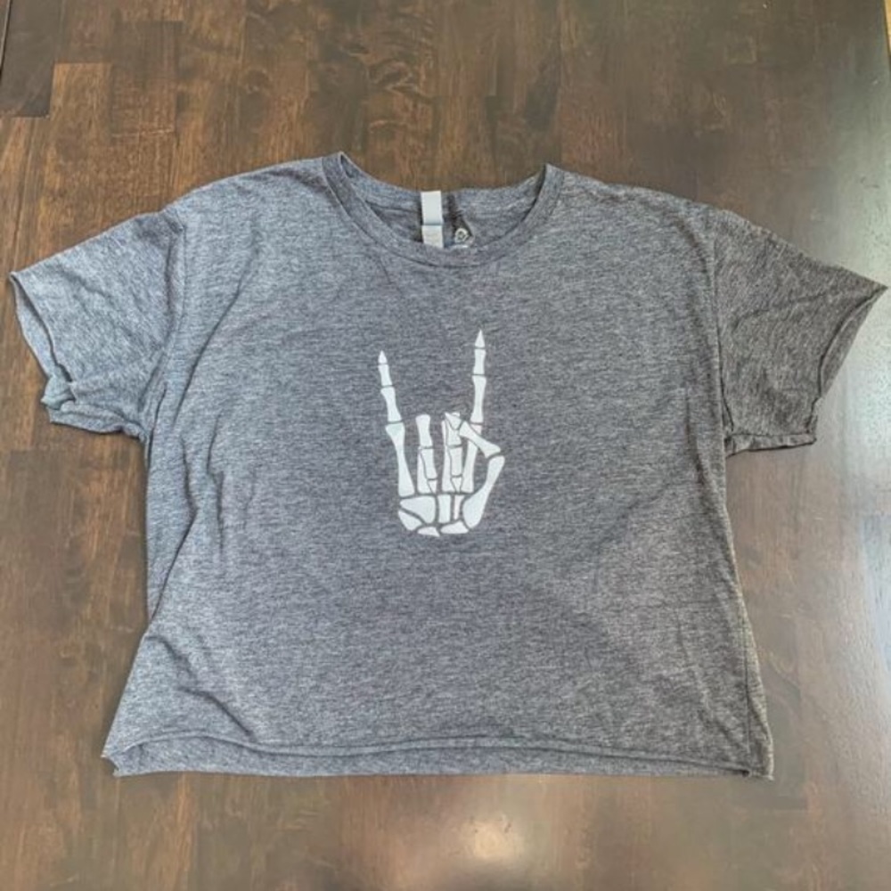 Skeleton rock hand crop top